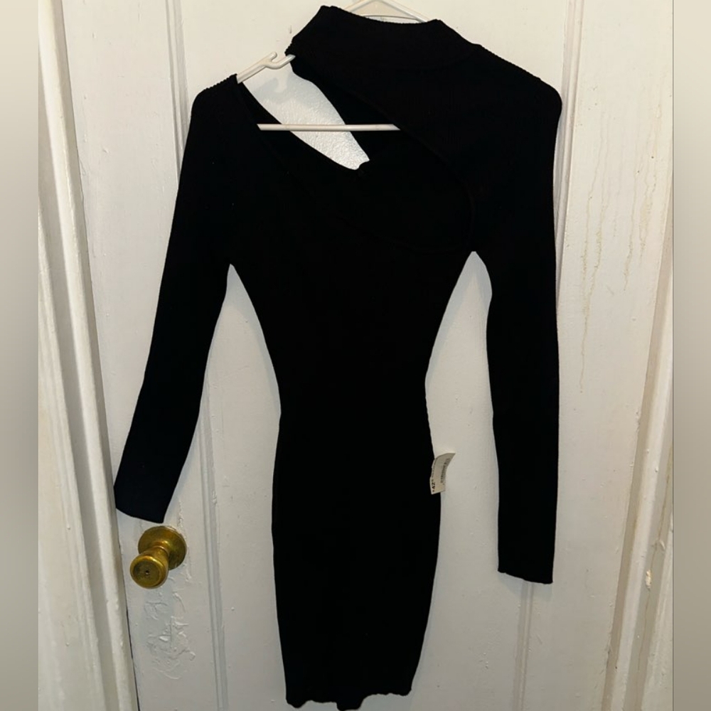 long sleeve open shoulder evening body skirt - Picture 2 of 3